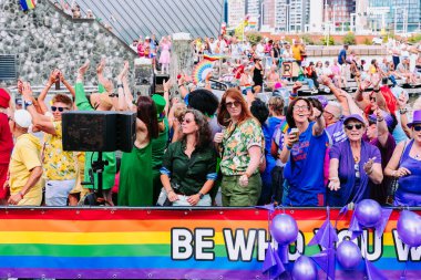 Pride Parade of lesbian, gay, bisexual, transgender, queer and allies. LGBTQ senior, young generations participate in Canal Parade - Netherlands, Amsterdam, August 6, 2022