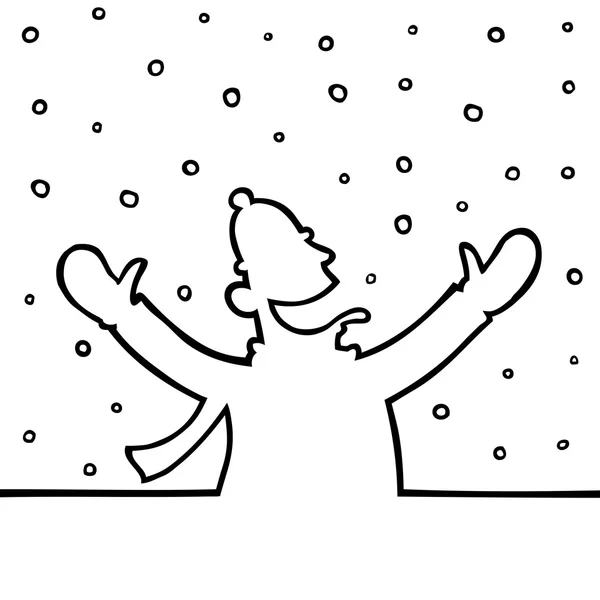 Homme jouant avec des flocons de neige — Image vectorielle
