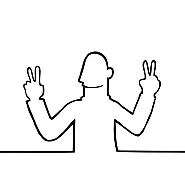 Man visar peace-tecken — Stock vektor