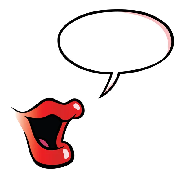 Cartoon female mouth with speech bubble — Stock Vector