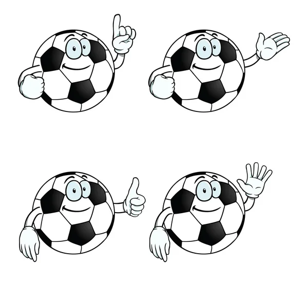 Ensemble de football dessin animé souriant — Image vectorielle