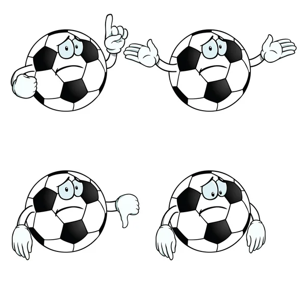 Sad cartoon football set — Stock Vector