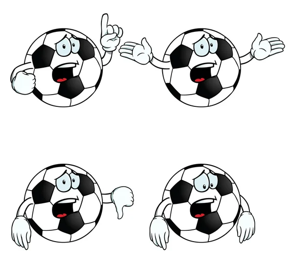 Crying cartoon football set — Stock Vector