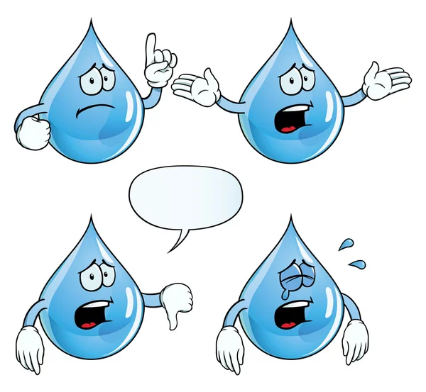 Juego de gotas de agua llorando — Vector de stock