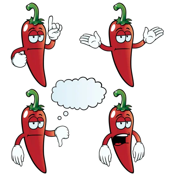 Uttråkad chili peppar set — Stock vektor