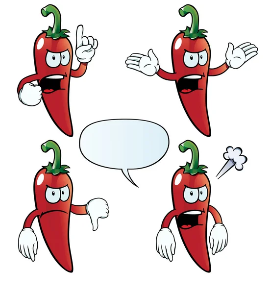 Angry chili pepper set — Stock Vector