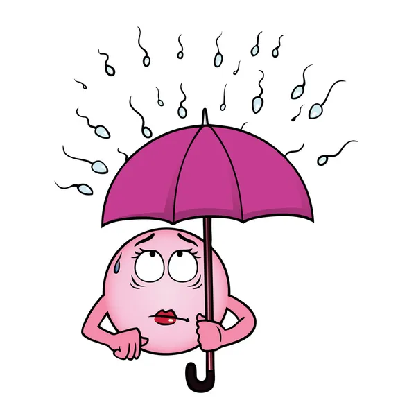 Ωαρίων κρατώντας ομπρέλα κατά σπερματοζωαρίων — Διανυσματικό Αρχείο