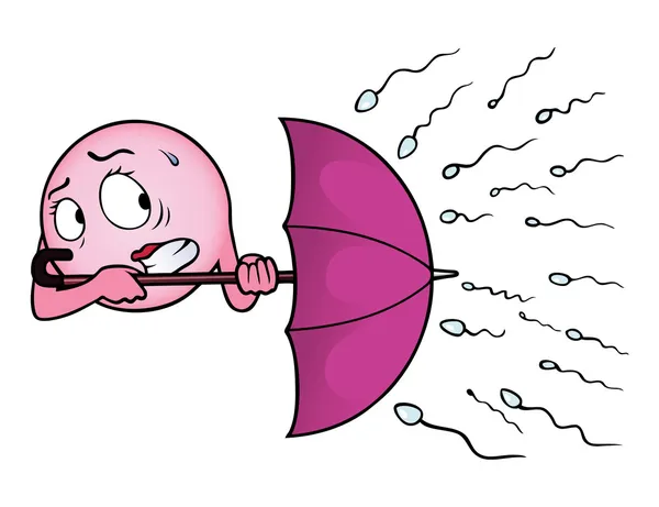 Ωαρίων κρατώντας ομπρέλα κατά σπερματοζωαρίων — Διανυσματικό Αρχείο