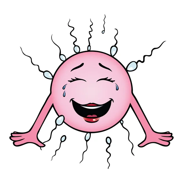 Egg cell being tickled by sperm — Stock Vector