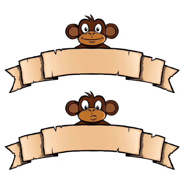 猴子与功能区横幅 — 图库矢量图片