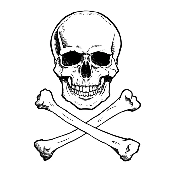 Zwart-wit menselijke skull and crossbones — Stockvector