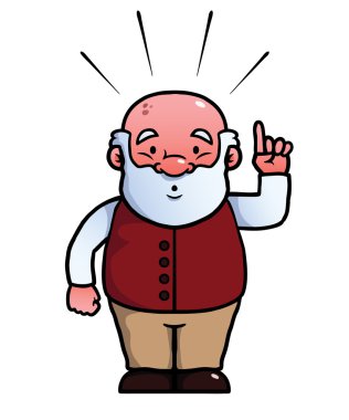 Old man having an idea clipart