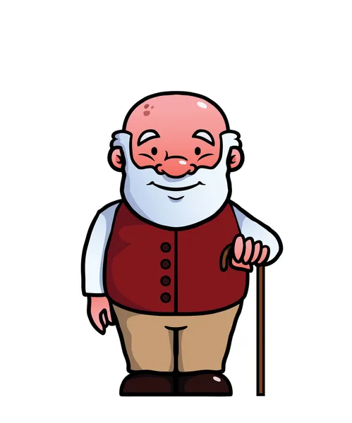 Old man holding a cane — Stock Vector