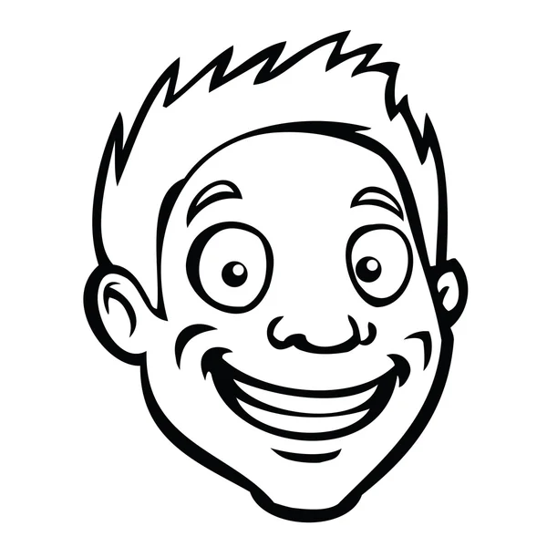 Cabeza de dibujos animados masculinos blanco y negro — Vector de stock