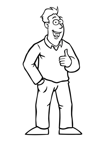 Black and white man with thumbs up — Stock Vector