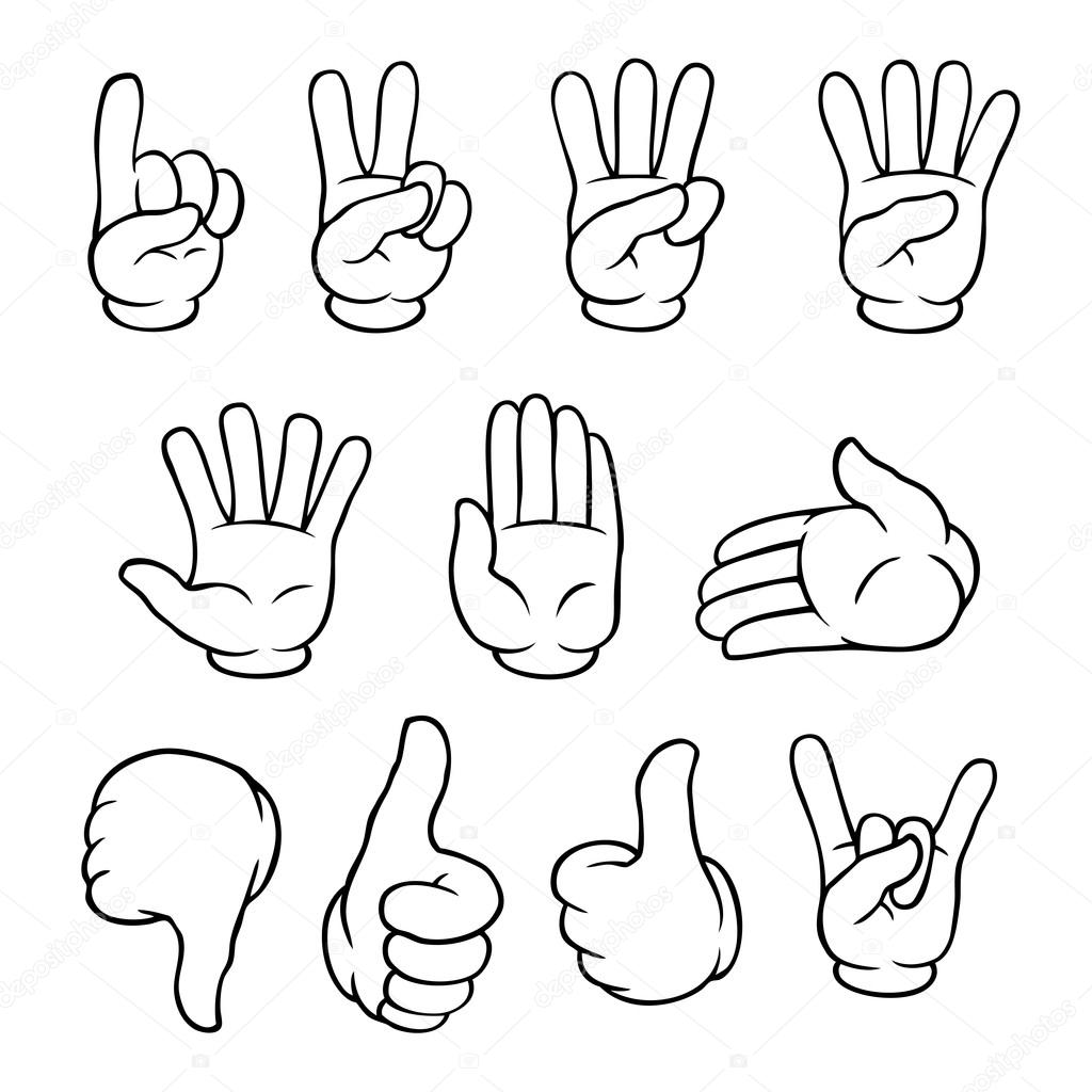흑백 만화 손 세트 스톡 벡터 - ©Noedelhap 33086849, image size:1024x1024