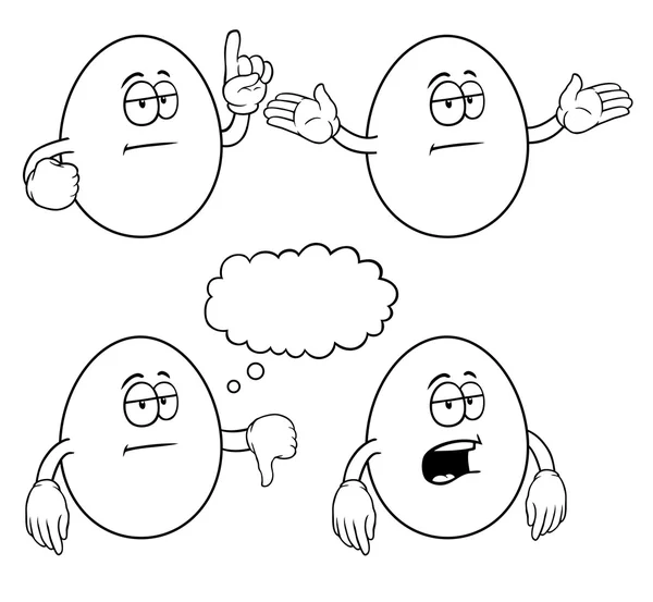 Conjunto de ovos preto e branco entediado —  Vetores de Stock