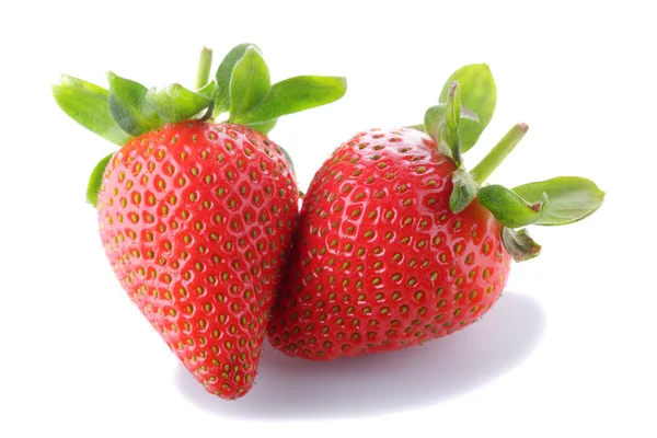 Three strawberries on white background — Stock Photo, Image