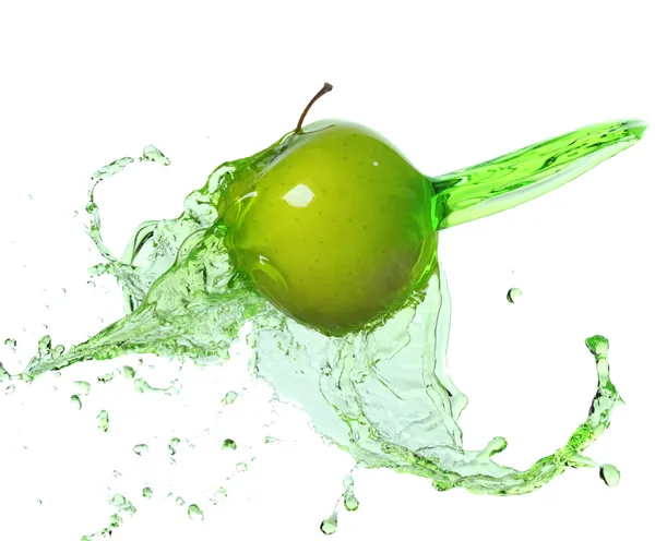 Apfel im Spritzer — Stockfoto