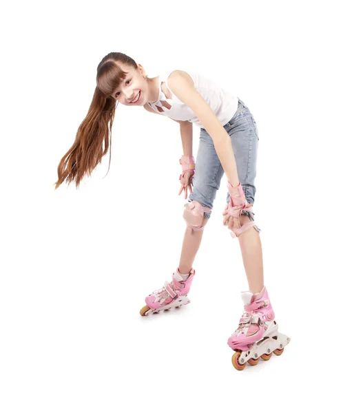 Flicka på skate roller — Stockfoto