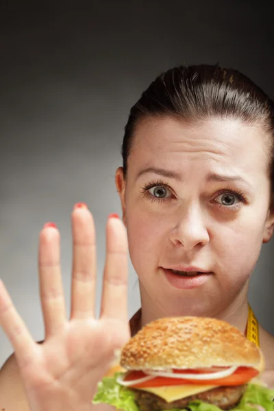 Dieta, detén la hamburguesa — Foto de Stock