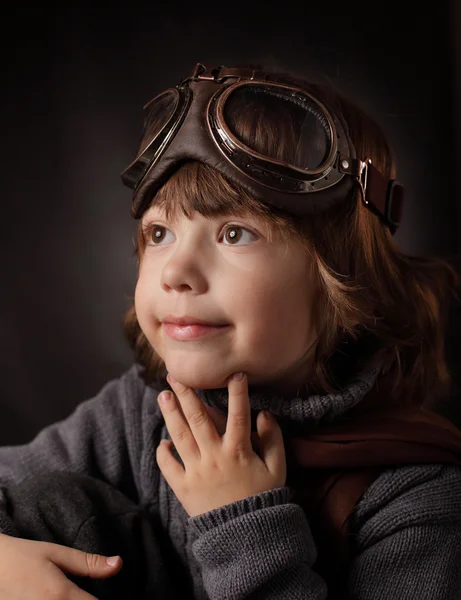 Boy dreaming glasses Pilote — Photo