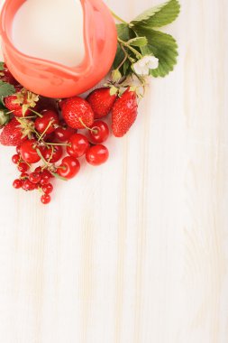 süt kabı ve çilek 