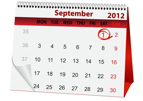 Semester kalender 1 september — Stock vektor