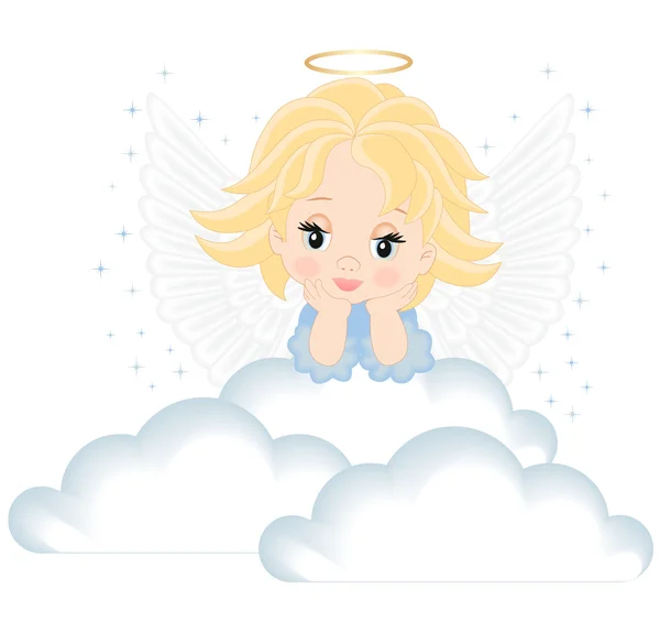 Angel in witte wolken — Stockvector