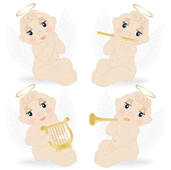 Set of small angels — Stock Vector