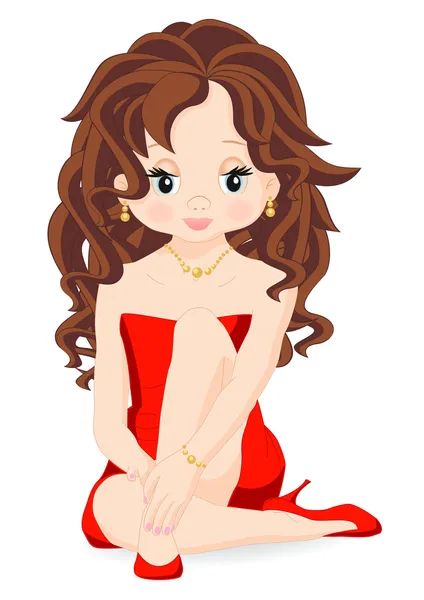 Sexy girl in red dress — Stock Vector