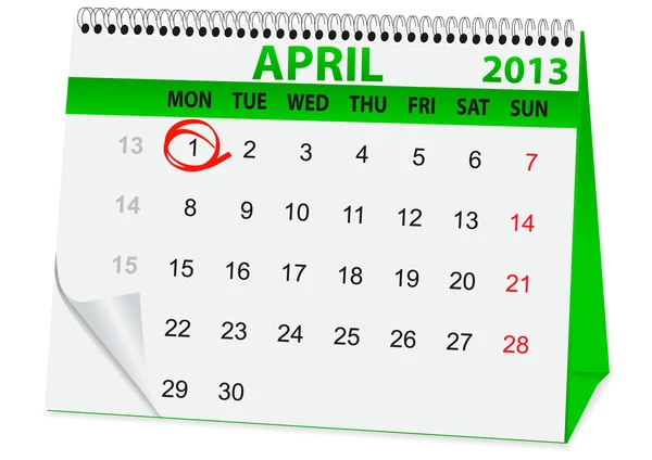 Icona del calendario per il 1 aprile — Vettoriale Stock