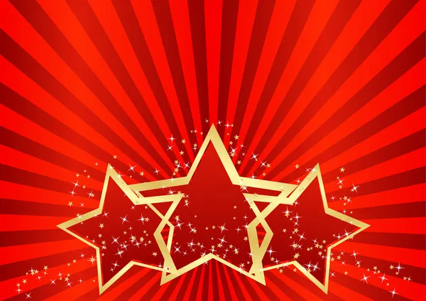 Kırmızı yıldız tebrik kartı — Stok Vektör