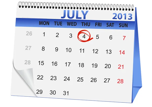 Július 4 ikon naptár — Stock Vector