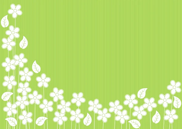 Abstrait fond vert avec des fleurs — Image vectorielle