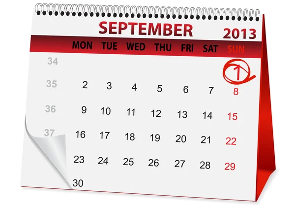 Kalendář Ikona pro září 1 — Stockový vektor