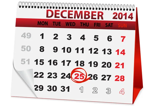 Calendario delle vacanze per Natale — Vettoriale Stock