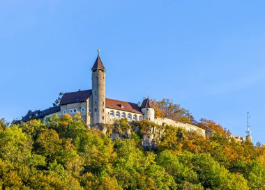 View on castle Teck on the swabian Alps, near Town Kichheim Teck, Germany