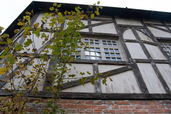 Fasáda Domu Středověkého Města Opuštěné Místo Dům Holandském Stylu — Stock fotografie