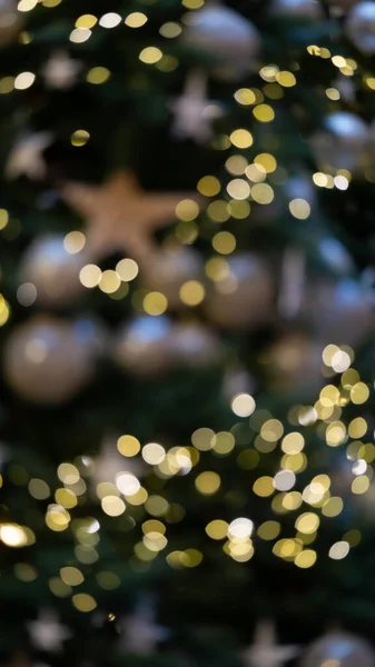 Giallo Bokeh Astratto Sfondo Invernale Sfocatura Luci Glitter Sfocate Punti — Foto Stock