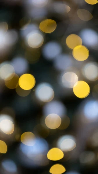 Gelbe Bokeh Abstrakten Winter Hintergrund Blur Defokussierte Glitzerlichter Kreisverkehre Bunt — Stockfoto