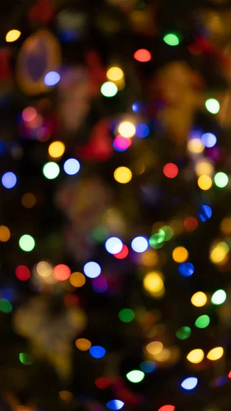 Bokeh Natal Multicolor Fundo Inverno Abstrato Pontos Circulares Colorido — Fotografia de Stock