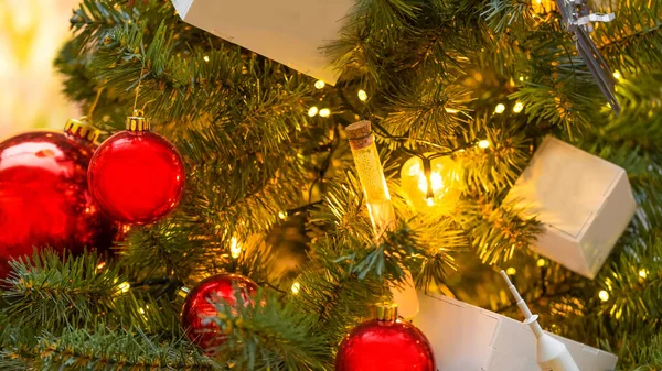 Árvore Natal Estilo Científico Decorado Com Sondas Químicas Ano Novo — Fotografia de Stock