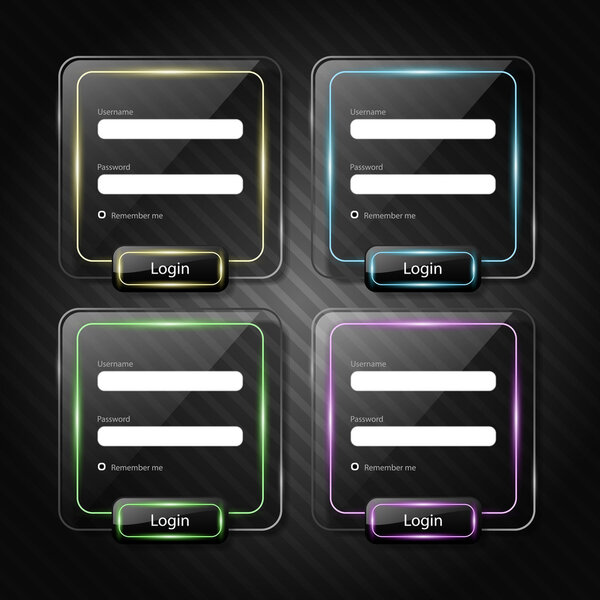 Set of web login forms