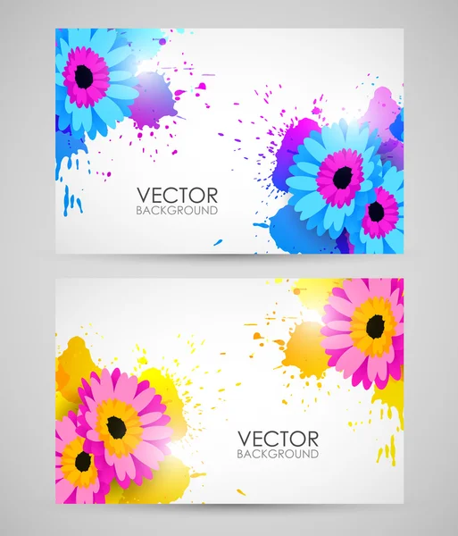 Kolorowe transparenty z kwiatami — Wektor stockowy