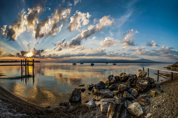 Meer van Genève zonsopgang — Stockfoto