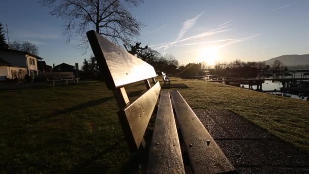 Bench and Sunrise — Stock Video