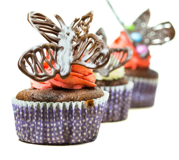 Čokoládový motýl košíčky — Stock fotografie