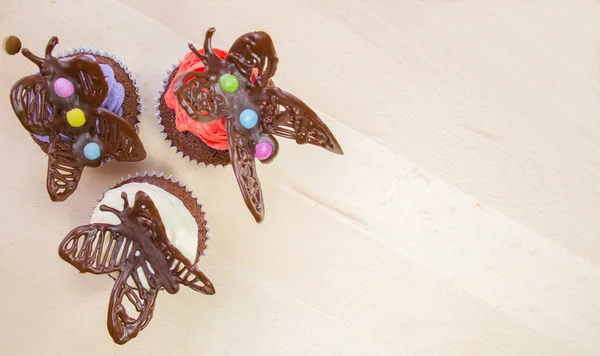 Chocolate Butterfly Cupcakes — Stock Photo, Image