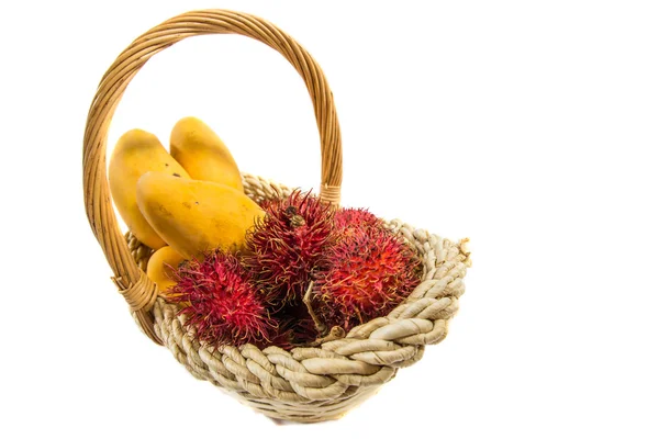 Rambutan and Mango Fruits — Stock Photo, Image
